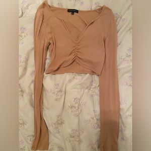 Beige scrunched longsleeve top